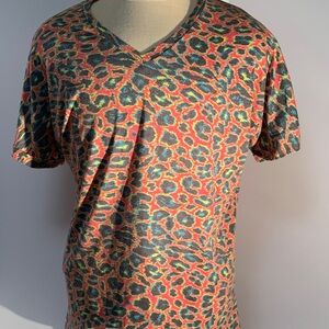 Crazy Train Vibrant Leopard V-Neck Top